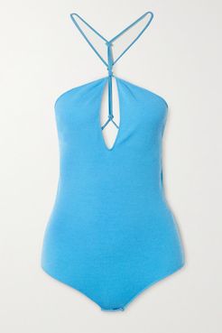 Knitted Halterneck Bodysuit - Blue