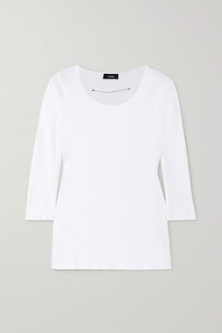 Ribbed Stretch Organic Cotton-jersey Top - White