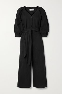 The Field Belted Cotton-twill Jumpsuit - Black