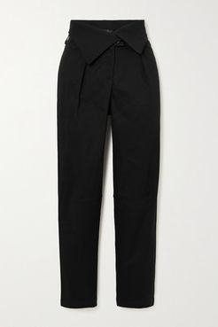 Stretch-cotton Twill Tapered Pants - Black