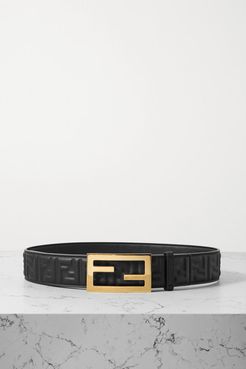 Embossed Leather Belt - Black