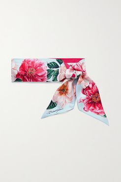 Floral-print Silk-twill Scarf - Pink