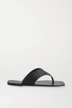 Merine Leather Flip Flops - Black