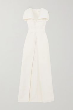 Cape-effect Stretch-crepe Top - Ivory
