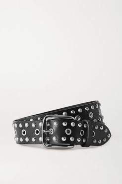 Rica Embellished Leather Belt - Black