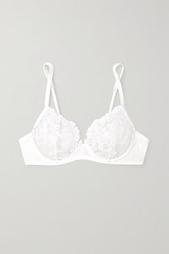 Miss Sunshine Embroidered Stretch-jersey And Tulle Underwired Soft-cup Bra - White
