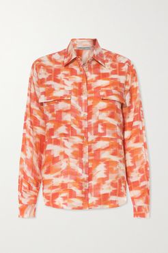 Willow Printed Linen Shirt - Orange