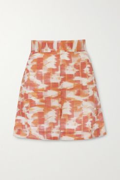 Robin Printed Linen Shorts - Orange