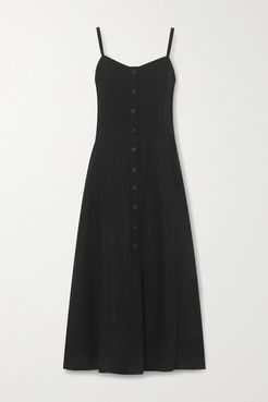 Bonita Linen Midi Dress - Black