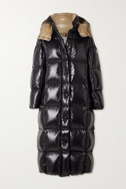 Parnaiba Hooded Quilted Glossed-shell Down Coat - Black