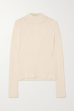 Reiko Paneled Knitted Turtleneck Sweater - Ivory