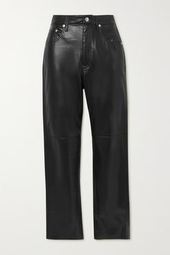 Vinni Cropped Vegan Leather Pants - Black