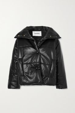 Quilted Vegan Leather Jacket - Black