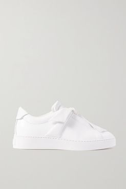 Clarita Bow-embellished Leather Slip-on Sneakers - White