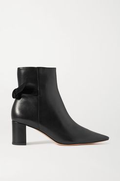 Clarita Bow-embellished Suede-trimmed Leather Ankle Boots - Black