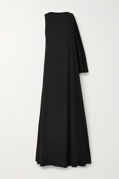 Asymmetric Crystal-embellished Crepe Gown - Black