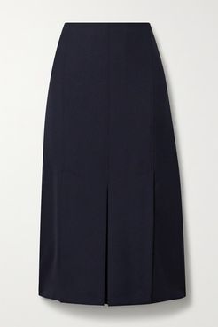 Pleated Twill Midi Skirt - Midnight blue