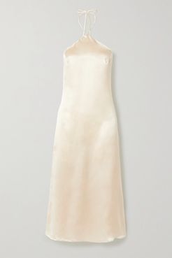Net Sustain Reggie Silk-satin Halterneck Midi Dress - Ivory