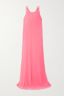 Neon Georgette Maxi Dress - Bright pink