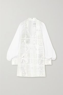 Sequined Chiffon Mini Dress - White