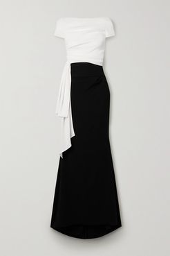 Bouvier Two-tone Draped Crepe Gown - White