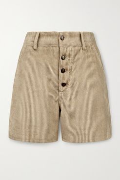 Cotton-corduroy Shorts - Beige