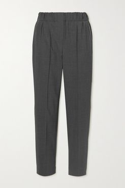 Cropped Wool-blend Straight-leg Pants - Charcoal