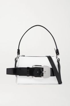 Buckle Small Patent-trimmed Textured-leather Shoulder Bag - White