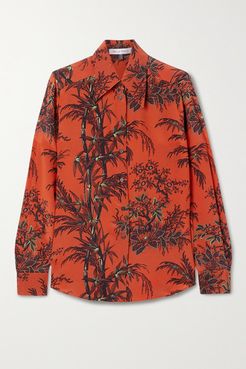 Little Prince Printed Silk Crepe De Chine Blouse - Red