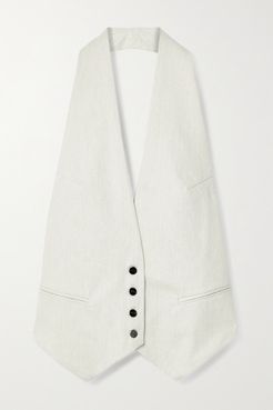 Open-back Cotton-twill Halterneck Vest - Off-white