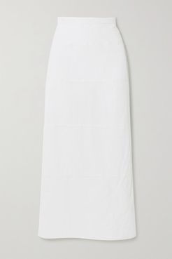 Paneled Cotton And Linen-blend Poplin Midi Skirt - White