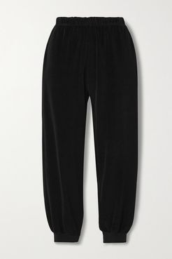 Cotton-blend Velour Track Pants - Black