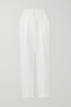 Savannah Banker Linen And Silk-blend Straight-leg Pants - Ivory