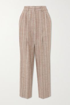 Wind Hunter Banker Pinstriped Grain De Poudre Straight-leg Pants - Sand