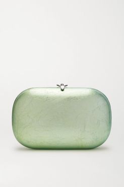 Elina Plus Textured Silver And Enamel-plated Chrome Clutch - Mint