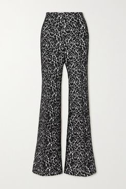 Brooke Lace And Crepe Flared Pants - Black