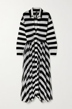 Striped Stretch-tulle Maxi Dress - Black