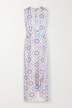 Net Sustain Karla Wrap-effect Printed Voile Maxi Dress - White