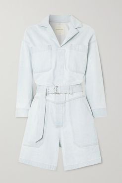 Space For Giants Lucia Belted Organic Denim Playsuit - Blue