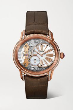 Millenary 39.5mm 18-karat Pink Gold, Alligator, Diamond And Mother-of-pearl Watch - Rose gold