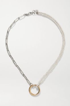 Net Sustain Time Tunnel Gold Vermeil, Silver And Pearl Necklace