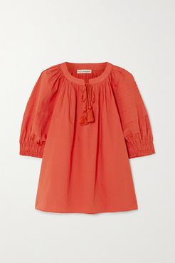 Arin Tasseled Cotton Top - Coral