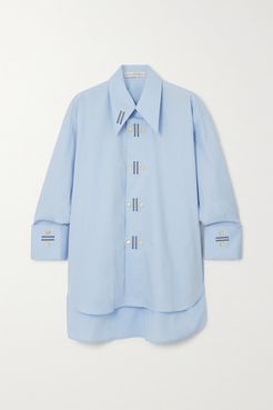 palmer//harding - Marcai Embroidered Cotton-blend Poplin Shirt - Blue