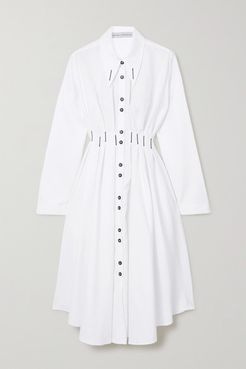 palmer//harding - Escen Embroidered Cotton-piqué Shirt Dress - White