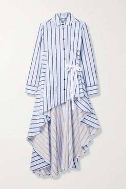 palmer//harding - Super Draped Asymmetric Striped Cotton-poplin Shirt - White