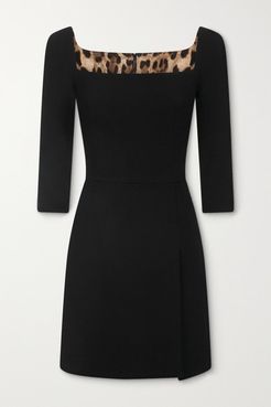 Wool-blend Crepe Mini Dress - Black