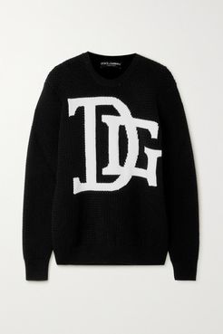 Intarsia Wool Sweater - Black