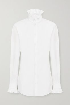 Ruffled Cotton-poplin Shirt - White