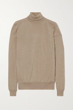 Virgin Wool Turtleneck Sweater - Beige