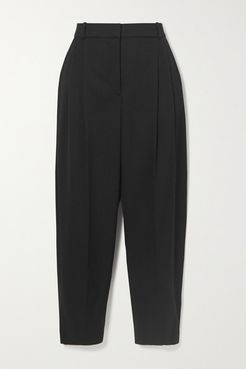 Dawson Pleated Wool Tapered Pants - Black